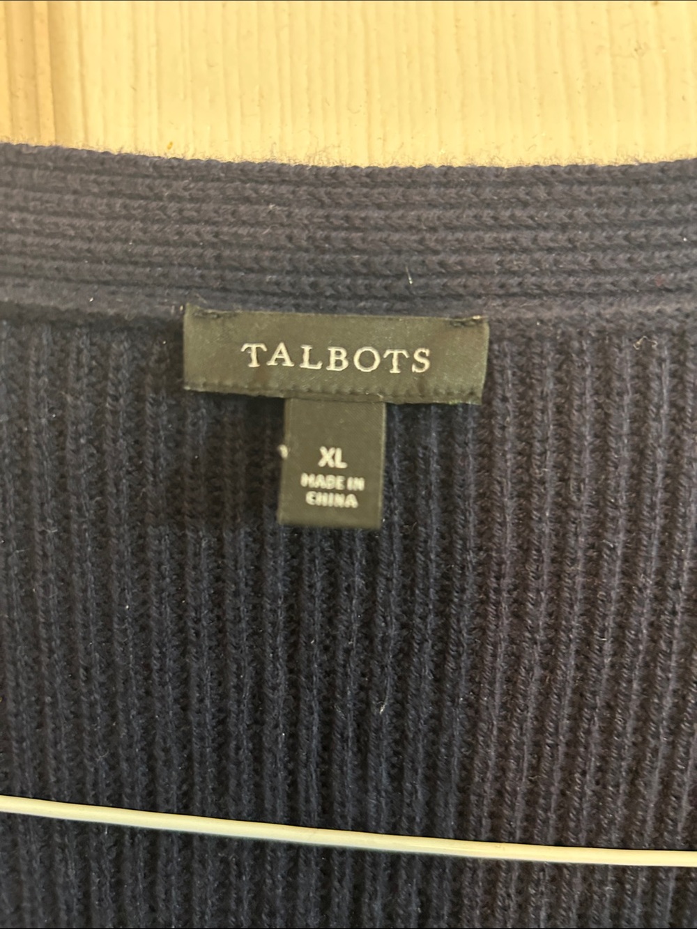 Talbots Navy Ribbed V-Neck Button Cardigan - Picture 3 of 3